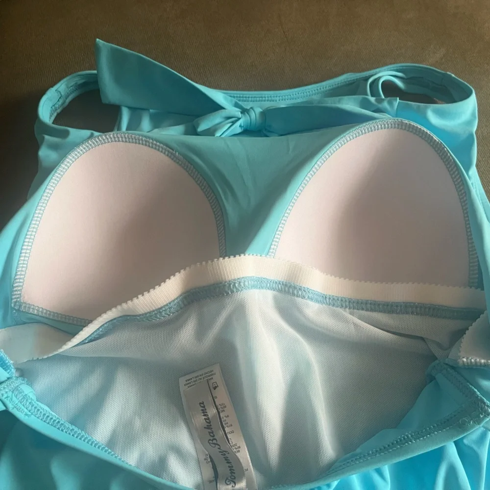 Aqua Blue high neck Women's Swimsuit by Tommy Bahama - Picture 9 of 10